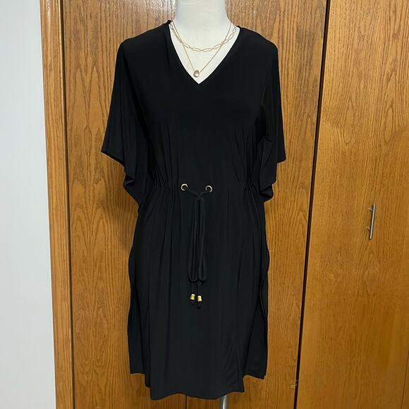 Dressbarn Black Drawstring Waist Dress Size 12 - Picture 1 of 5